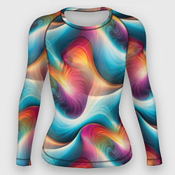 Рашгард женский Волнообразная разноцветная абстракция, цвет: 3D-принт