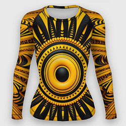 Рашгард женский Желто-черный узор в африканском стиле, цвет: 3D-принт