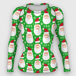 Рашгард женский Дед Мороз на зеленом фоне, цвет: 3D-принт