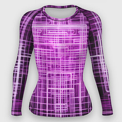 Рашгард женский Фиолетовые неоновые полосы киберпанк, цвет: 3D-принт