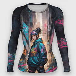 Женский рашгард Японская девушка в худи