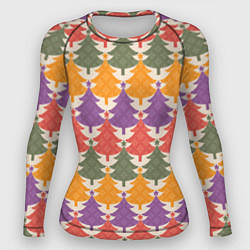 Женский рашгард Новогодние разноцветные ёлочки