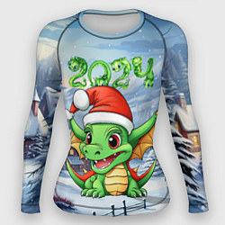 Женский рашгард Милый зеленый дракончик 2024