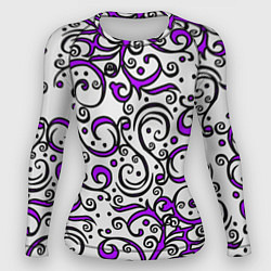 Рашгард женский Фиолетовые кружевные узоры, цвет: 3D-принт