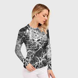 Рашгард женский Абстракция - белые трещины на сером фоне, цвет: 3D-принт — фото 2