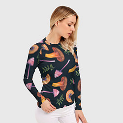 Рашгард женский Goblincore - болотные грибы, цвет: 3D-принт — фото 2