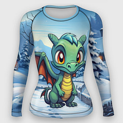 Женский рашгард Зеленый дракошка в городе