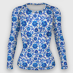 Рашгард женский Гжель классика, цвет: 3D-принт