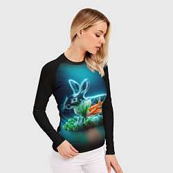 Рашгард женский Прозрачный стеклянный кролик с овощами, цвет: 3D-принт — фото 2