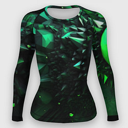 Рашгард женский Зеленая и черная абстракция геометрическая, цвет: 3D-принт