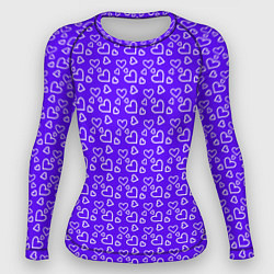 Рашгард женский Паттерн маленькие сердечки фиолетовый, цвет: 3D-принт