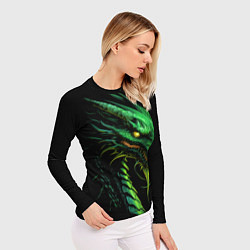 Рашгард женский Зеленый дракон иллюстрация, цвет: 3D-принт — фото 2