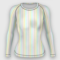 Рашгард женский Тонкие цветные полосы на белом, цвет: 3D-принт