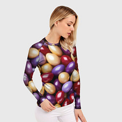 Рашгард женский Красные и фиолетовые пасхальные яйца, цвет: 3D-принт — фото 2