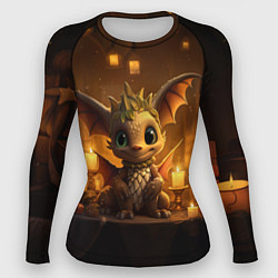 Рашгард женский Дракон в желтых фонариках, цвет: 3D-принт