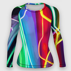 Рашгард женский Абстрактные цветные полосы - композиция, цвет: 3D-принт