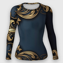 Рашгард женский Лепнина объемные золотые узоры на ткани, цвет: 3D-принт