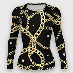 Женский рашгард Золотые цепи на черном - ювелирные украшения патте