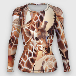 Рашгард женский Жирафы - африканский паттерн, цвет: 3D-принт