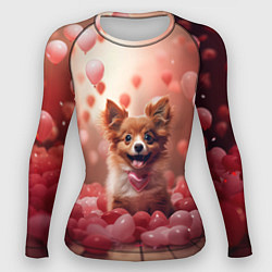 Рашгард женский Маленькая собачка в сердечках, цвет: 3D-принт