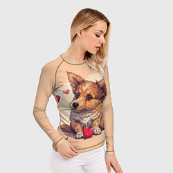 Рашгард женский Влюбленная собачка с сердечками, цвет: 3D-принт — фото 2