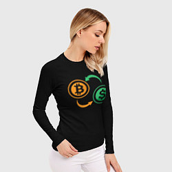 Рашгард женский Криптовалюта биткоин и доллар, цвет: 3D-принт — фото 2