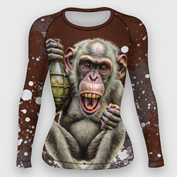 Рашгард женский Обезьяна с гранатой в лапе, цвет: 3D-принт