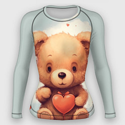 Рашгард женский Медвежонок с сердечком 14 февраля, цвет: 3D-принт