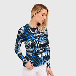 Рашгард женский Белые зубы и синие линии, цвет: 3D-принт — фото 2
