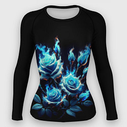 Рашгард женский Розы в голубом огне, цвет: 3D-принт