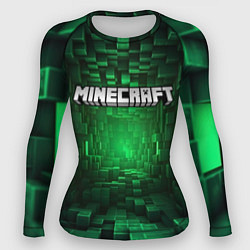 Рашгард женский Minecraft logo зеленые плитки, цвет: 3D-принт