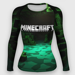 Рашгард женский Minecraft logo зеленый яркий мир, цвет: 3D-принт