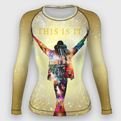 Рашгард женский Michael Jackson THIS IS IT - с салютами на золотом, цвет: 3D-принт