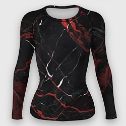 Рашгард женский Черно-красный мрамор, цвет: 3D-принт