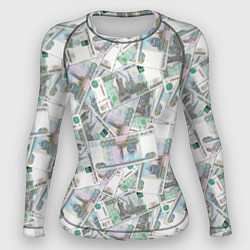 Рашгард женский Деньги - купюры в 1 тысячу рублей, цвет: 3D-принт