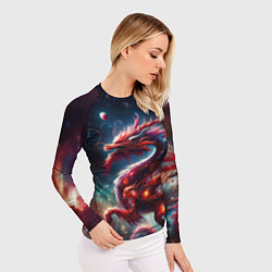 Рашгард женский Красный космический дракон, цвет: 3D-принт — фото 2
