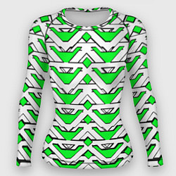 Рашгард женский Бело-зелёный узор, цвет: 3D-принт