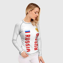 Рашгард женский Россия три полоски на белом фоне, цвет: 3D-принт — фото 2