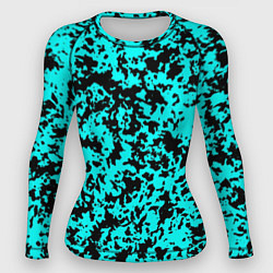 Женский рашгард Пятнистый яркий чёрно-голубой