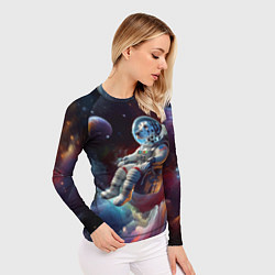 Рашгард женский Космонавт далматинец в неоновой галактике, цвет: 3D-принт — фото 2