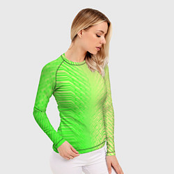 Рашгард женский Зелёные градиентные линии, цвет: 3D-принт — фото 2
