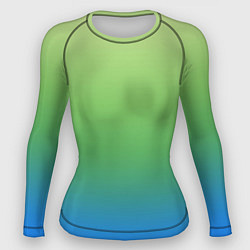 Рашгард женский Градиент зелёно-голубой, цвет: 3D-принт