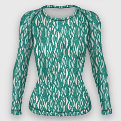 Рашгард женский Зелёно-бежевый паттерн, цвет: 3D-принт