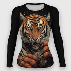 Женский рашгард Муай-Тай тигр в стойке боевые искусства