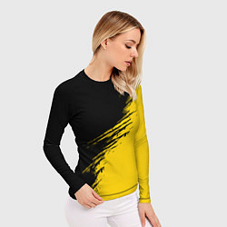 Рашгард женский Черные штрихи на желтом фоне, цвет: 3D-принт — фото 2