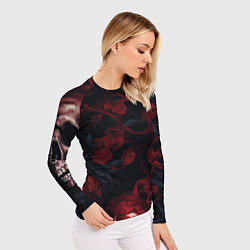 Рашгард женский Черепа и алые розы, цвет: 3D-принт — фото 2