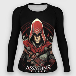 Женский рашгард Assassins creed в красном капюшоне