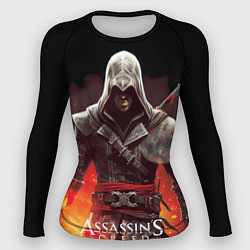 Рашгард женский Assassins creed огненный фон вокруг, цвет: 3D-принт