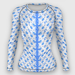 Рашгард женский Синие киберпанк ячейки на белом фоне, цвет: 3D-принт