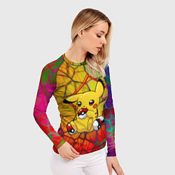 Рашгард женский Pikachu pokeballs, цвет: 3D-принт — фото 2